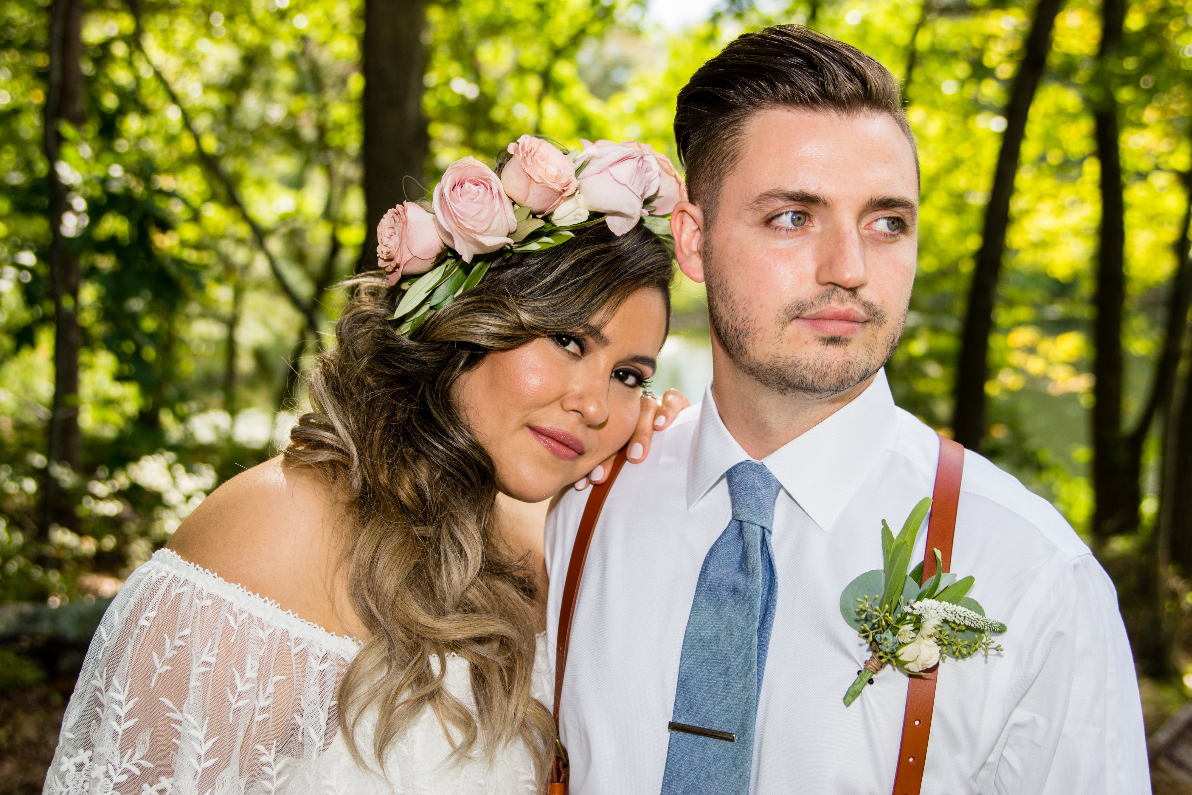 Bride and Groom in forest